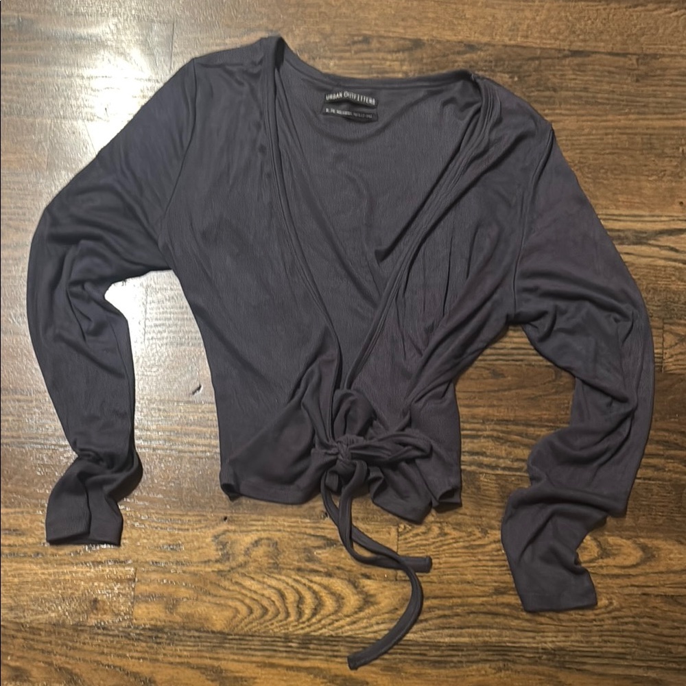 Urban Outfitters Charcoal Wrap Blouse